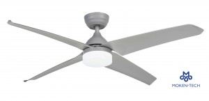 52 Inch DC Ceiling Fan with LED Light, ABS Plastic, Remote Control, Black