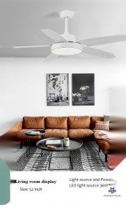 52 Inch DC Ceiling Fan, ABS Plastic, Remote Control, Black, White
