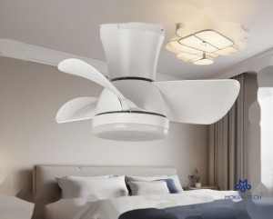 20 Inch DC Ceiling Fan, ABS Plastic, Remote Control, Black, White