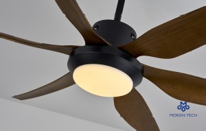 54 Inch DC Ceiling Fan, ABS Plastic, Remote Control, Black, White