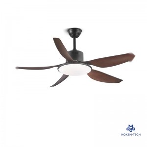 54 Inch DC Ceiling Fan, ABS Plastic, Remote Control, White, Brown