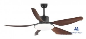 54 Inch DC Ceiling Fan, ABS Plastic, Remote Control, White, Brown