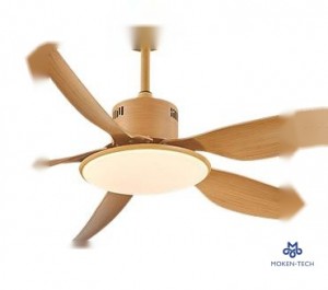 54 Inch DC Ceiling Fan, ABS Plastic, Remote Control, White, Brown