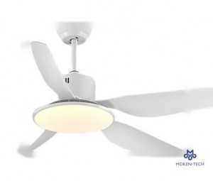 54 Inch DC Ceiling Fan, ABS Plastic, Remote Control, White, Brown