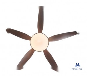 54 Inch DC Ceiling Fan, ABS Plastic, Remote Control, White, Brown