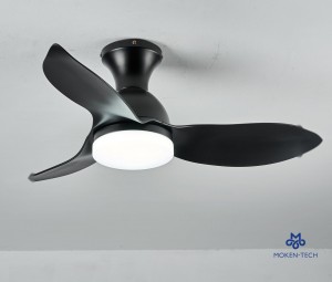 38 Inch DC Ceiling Fan, ABS Plastic, Remote Control, Black, White