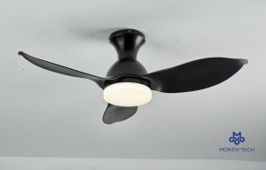 38 Inch DC Ceiling Fan, ABS Plastic, Remote Control, Black, White