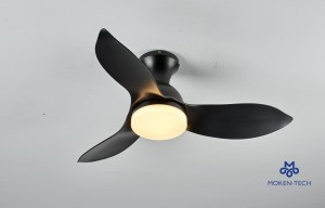 38 Inch DC Ceiling Fan, ABS Plastic, Remote Control, Black, White