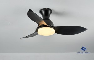 38 Inch DC Ceiling Fan, ABS Plastic, Remote Control, Black, White