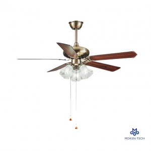52 Inch DC Ceiling Fan with LED Light, Plywood blades, Remote Control, ANTIQUE