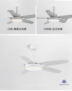 52 Inch DC Ceiling Fan, ABS Plastic, Remote Control, Black, White