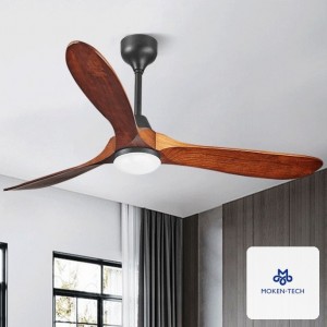 52 Inch DC Ceiling Fan with LED Light, Wood Blades, Remote Control