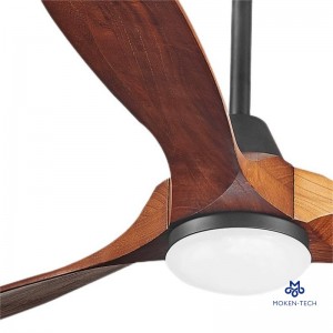 52 Inch DC Ceiling Fan with LED Light, Wood Blades, Remote Control