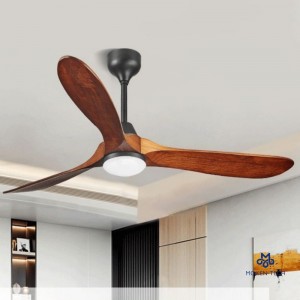 52 Inch DC Ceiling Fan with LED Light, Wood Blades, Remote Control