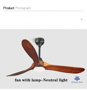 52 Inch DC Ceiling Fan with LED Light, Wood Blades, Remote Control